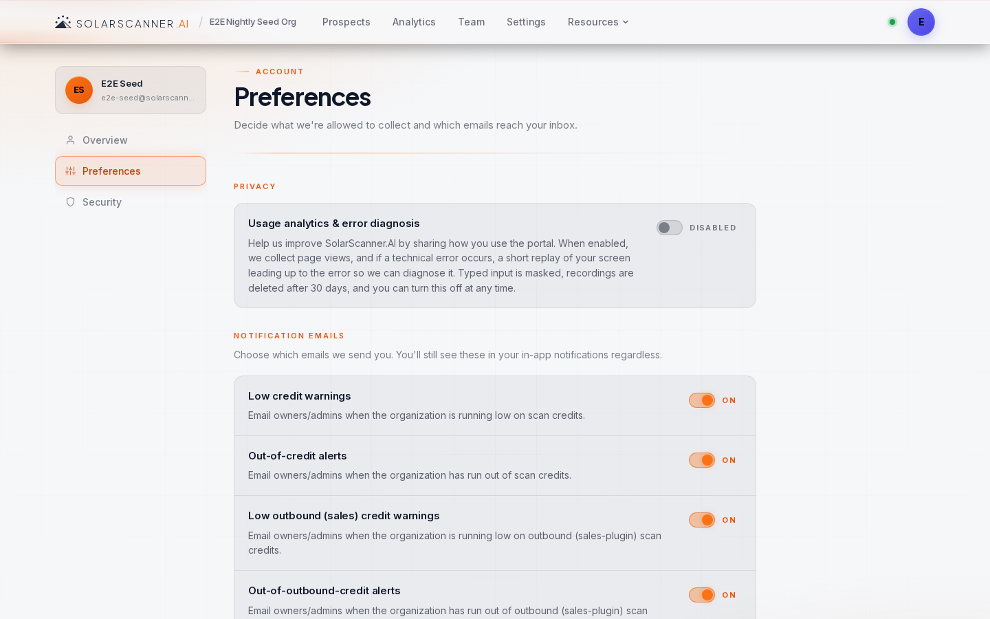 Profile — Preferences