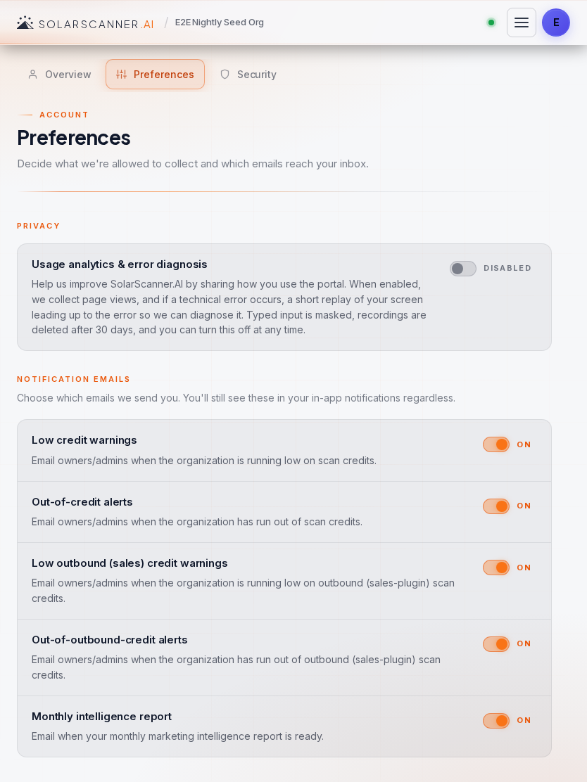 Profile — Preferences